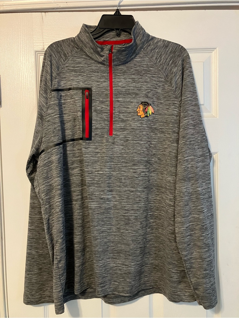 Chicago Blackhawks NHL 1/4 Zip Up Pullover Gray Mens Size XL